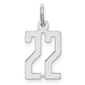 Sterling Silver/Rhodium-plated Elongated Number 22 Charm