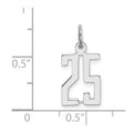 Sterling Silver/Rhodium-plated Elongated Number 25 Charm