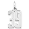 Sterling Silver/Rhodium-plated Elongated Number 39 Charm