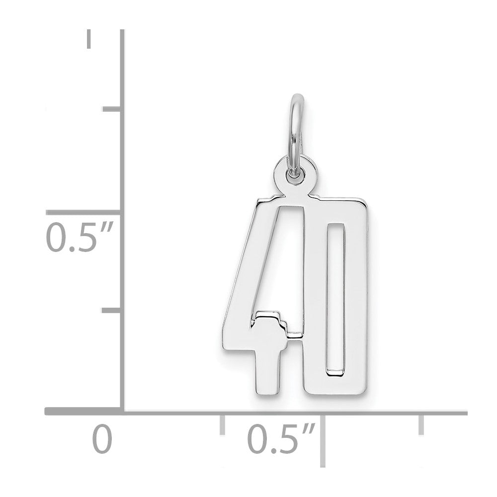 Sterling Silver/Rhodium-plated Elongated Number 40 Charm