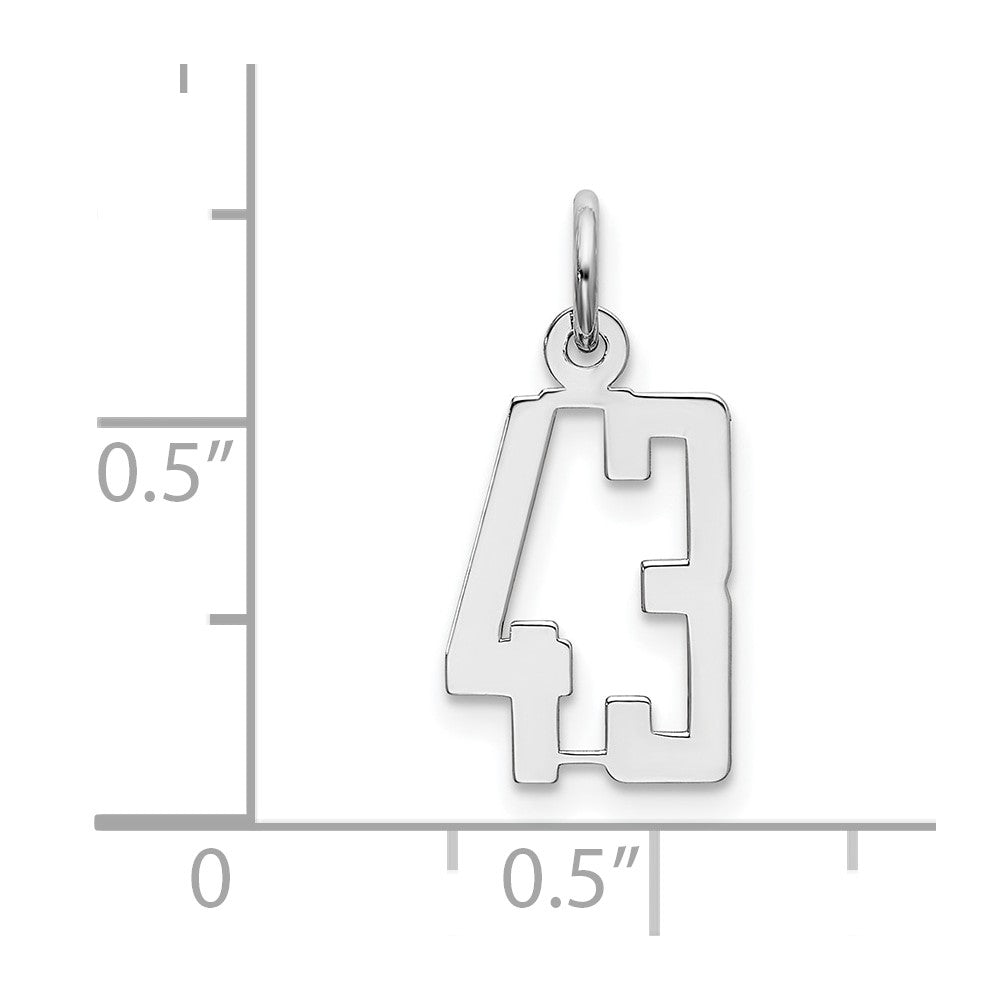 Sterling Silver/Rhodium-plated Elongated Number 43 Charm
