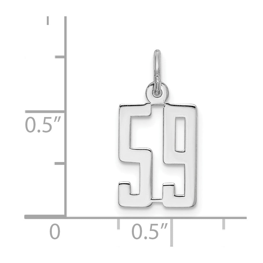Sterling Silver/Rhodium-plated Elongated Number 59 Charm