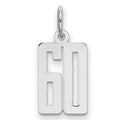 Sterling Silver/Rhodium-plated Elongated Number 60 Charm
