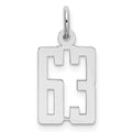 Sterling Silver/Rhodium-plated Elongated Number 63 Charm