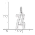 Sterling Silver/Rhodium-plated Elongated Number 74 Charm