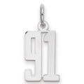 Sterling Silver/Rhodium-plated Elongated Number 91 Charm