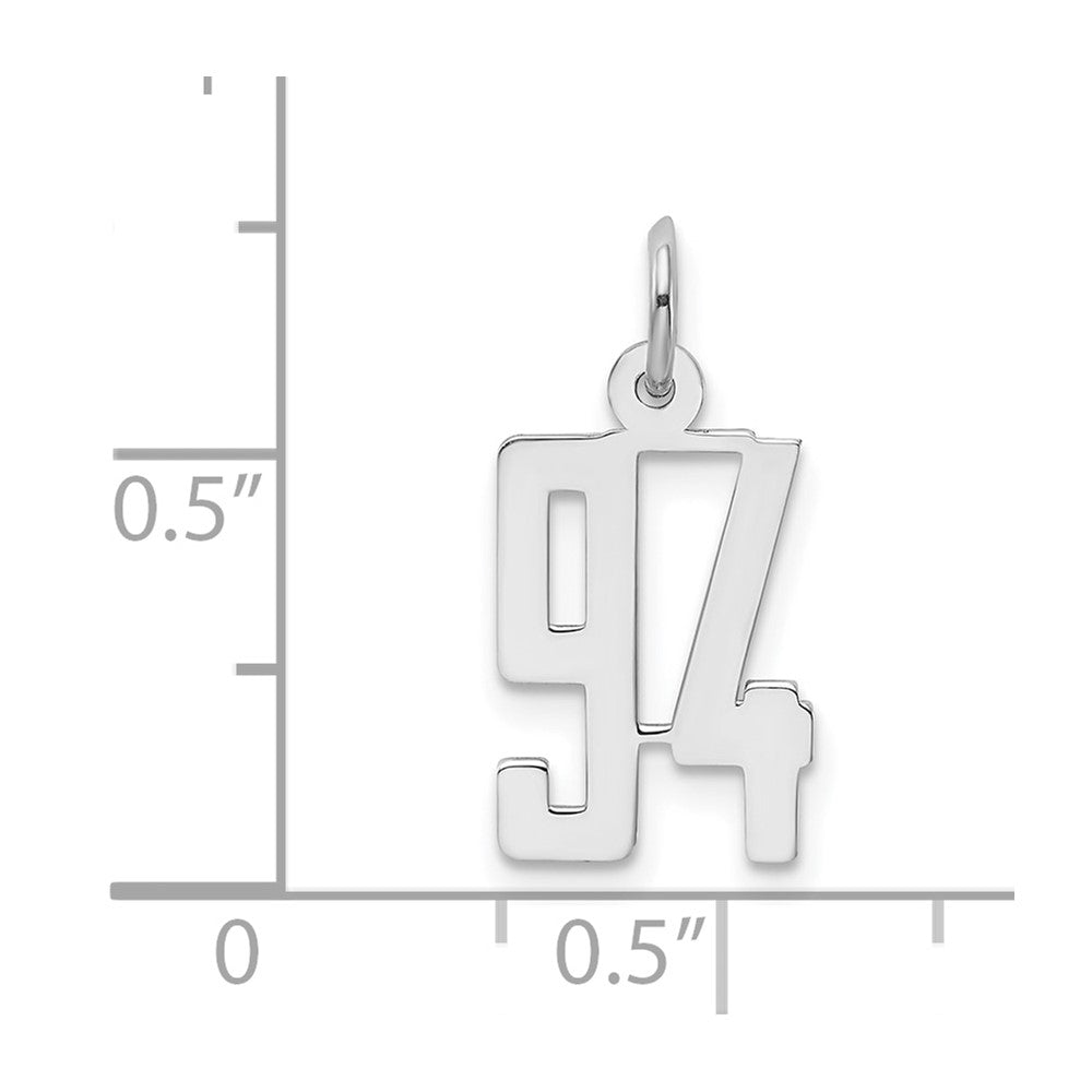 Sterling Silver/Rhodium-plated Elongated Number 94 Charm