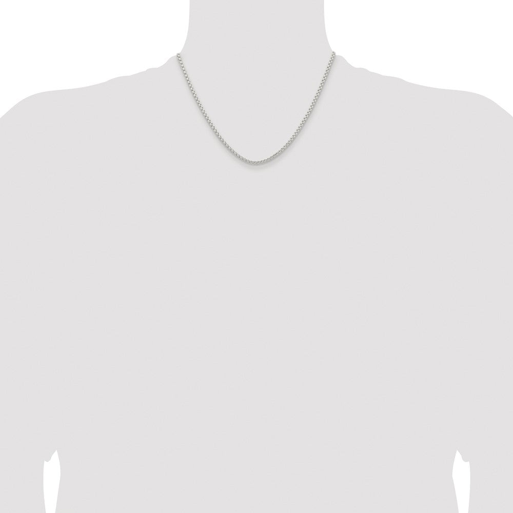 Sterling Silver Rhodium-plated 2.6mm Round Box Chain