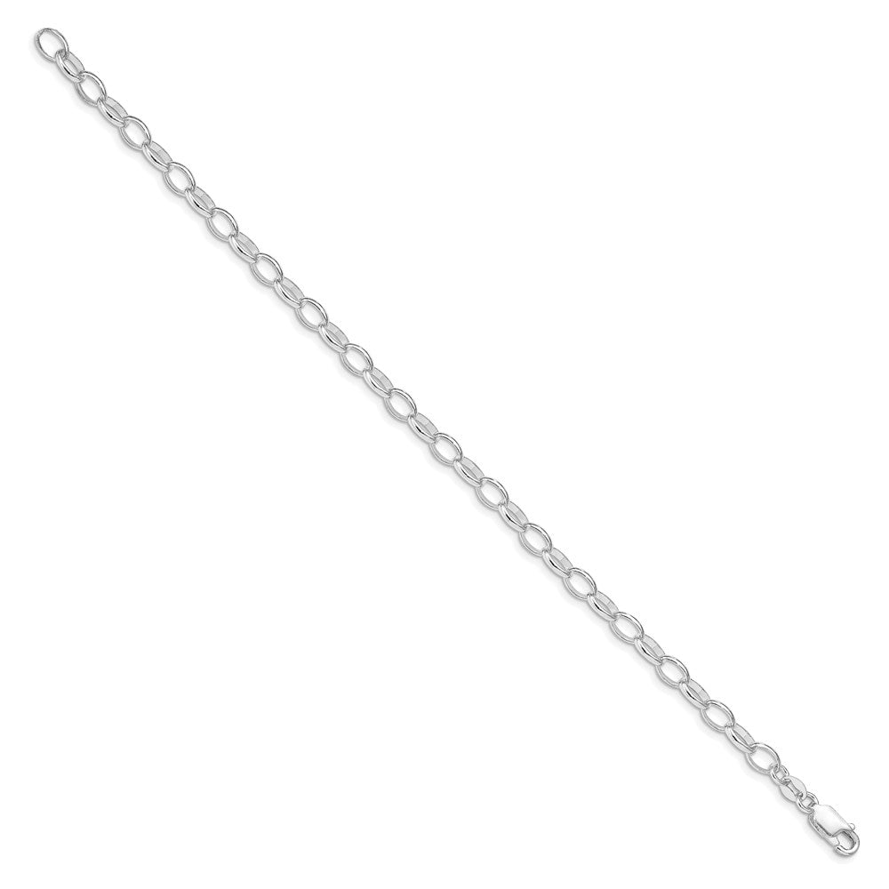 Sterling Silver Amore La Vita Rhodium-pl 5mm Rolo Chain Charm Bracelet