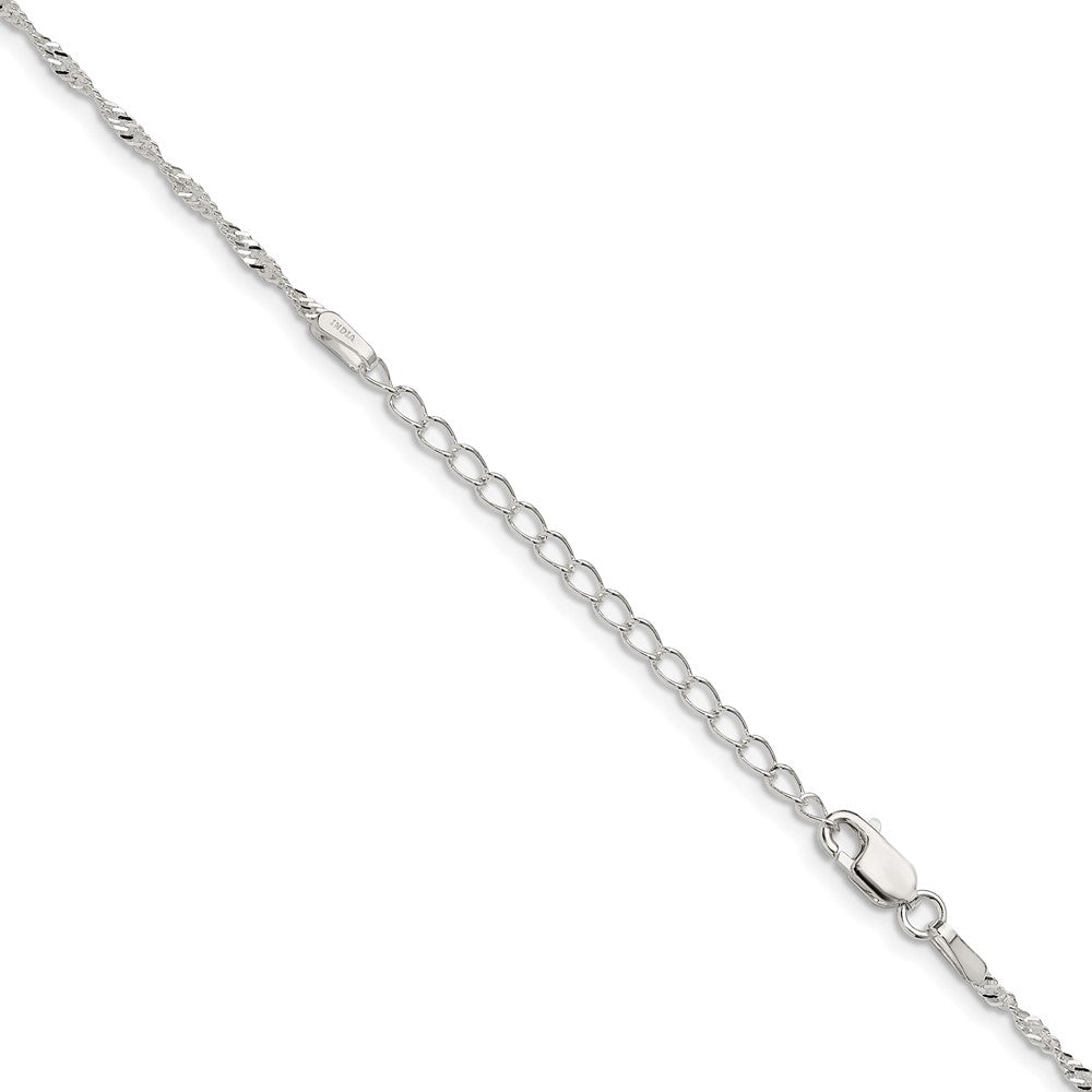 Sterling Silver 1.75mm Singapore Chain w/ ext.