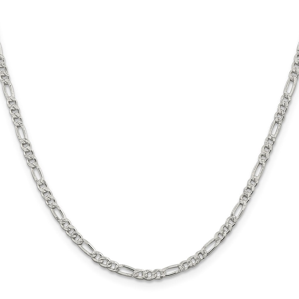 Sterling Silver 3mm Pavé Flat Figaro Chain