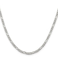 Sterling Silver 3mm Pavé Flat Figaro Chain