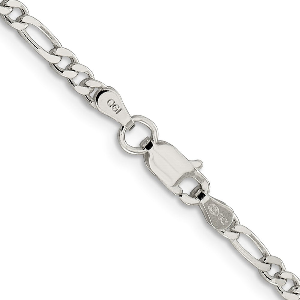 Sterling Silver 3mm Pavé Flat Figaro Chain