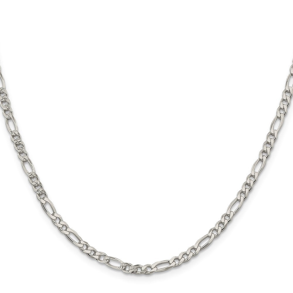 Sterling Silver 4mm Pavé Flat Figaro Chain