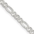 Sterling Silver 4mm Pavé Flat Figaro Chain