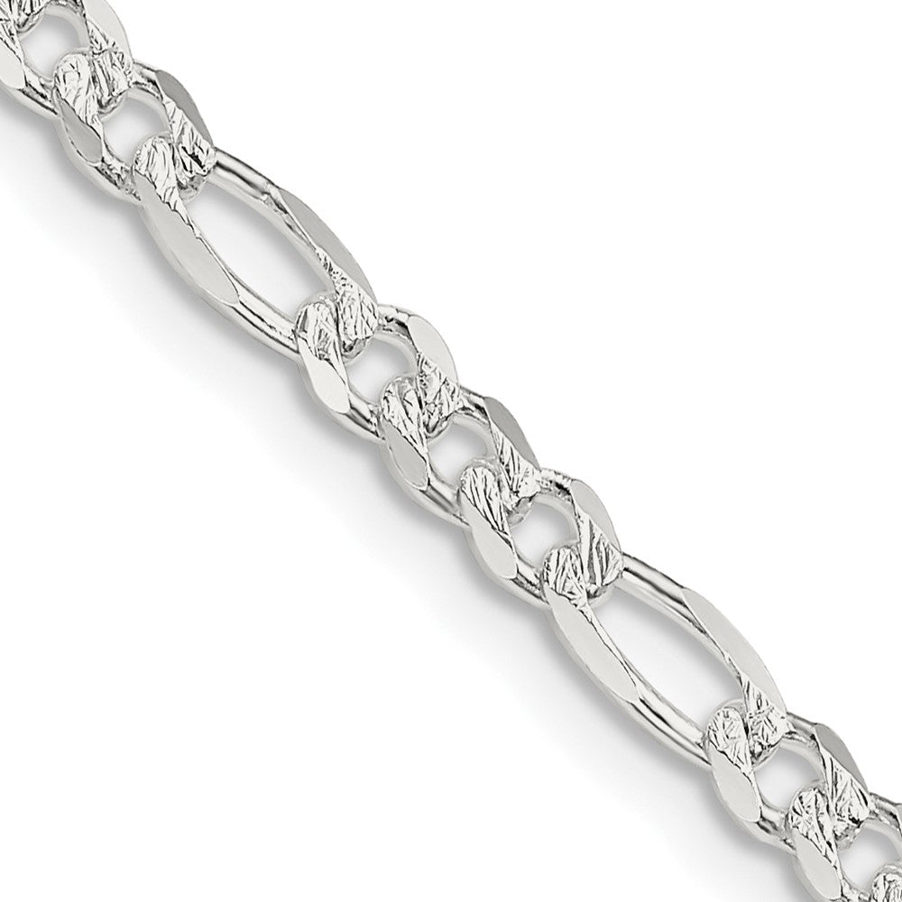 Sterling Silver 4mm Pavé Flat Figaro Chain