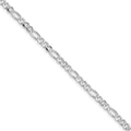 Sterling Silver Rhodium-plated 4mm Pavé Flat Figaro Chain
