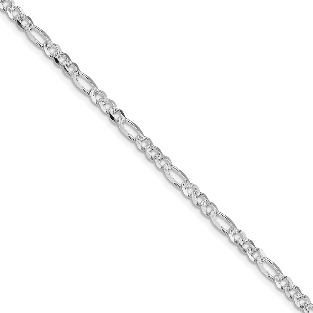 Sterling Silver Rhodium-plated 4mm Pavé Flat Figaro Chain