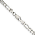 Sterling Silver 4.3mm Pavé Flat Figaro Chain