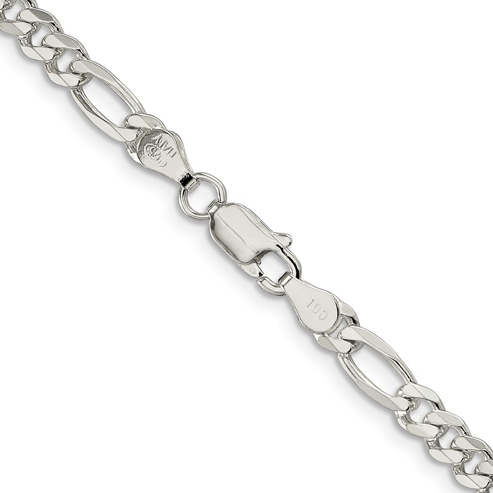 Sterling Silver 4.3mm Pavé Flat Figaro Chain