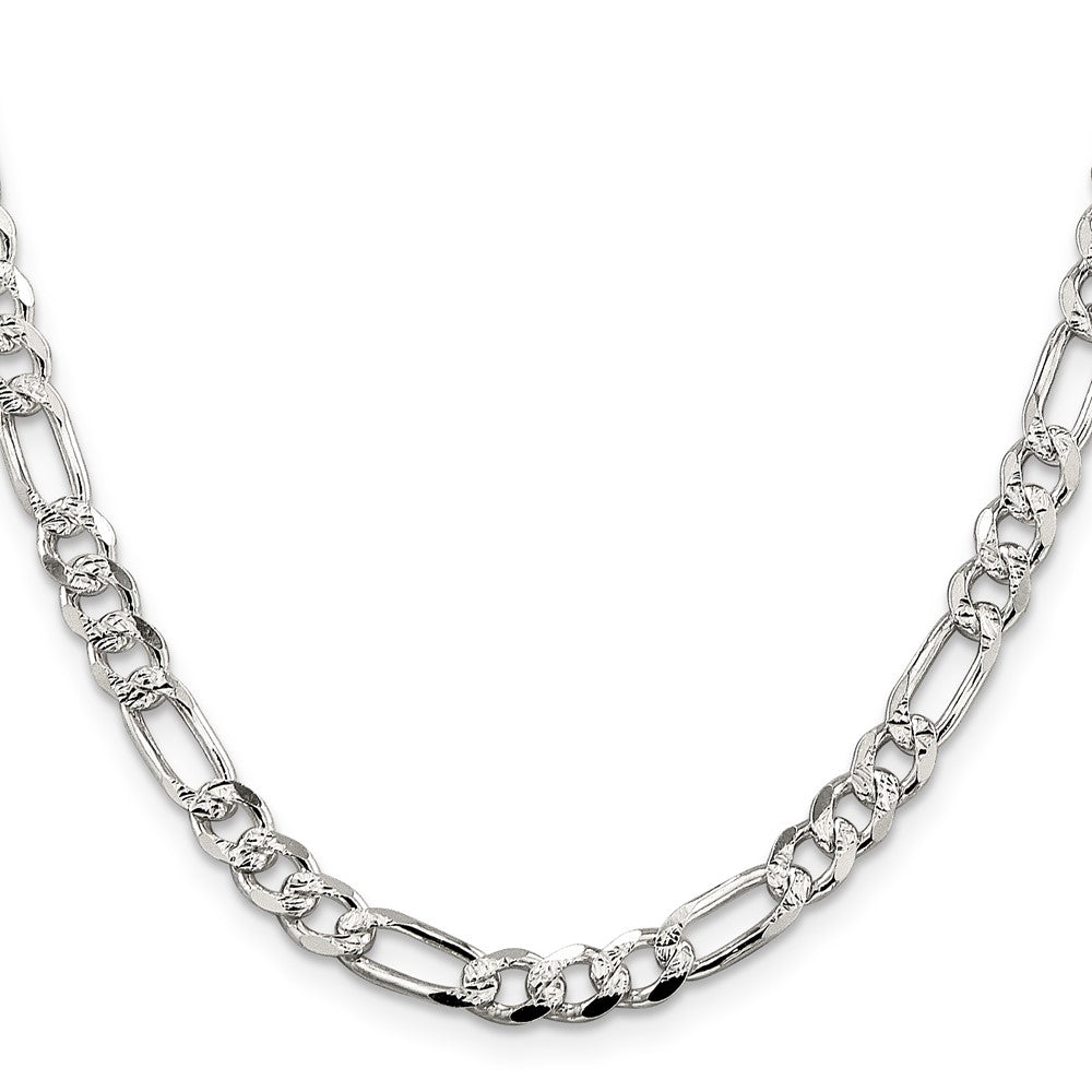 Sterling Silver 5.5mm Pavé Flat Figaro Chain