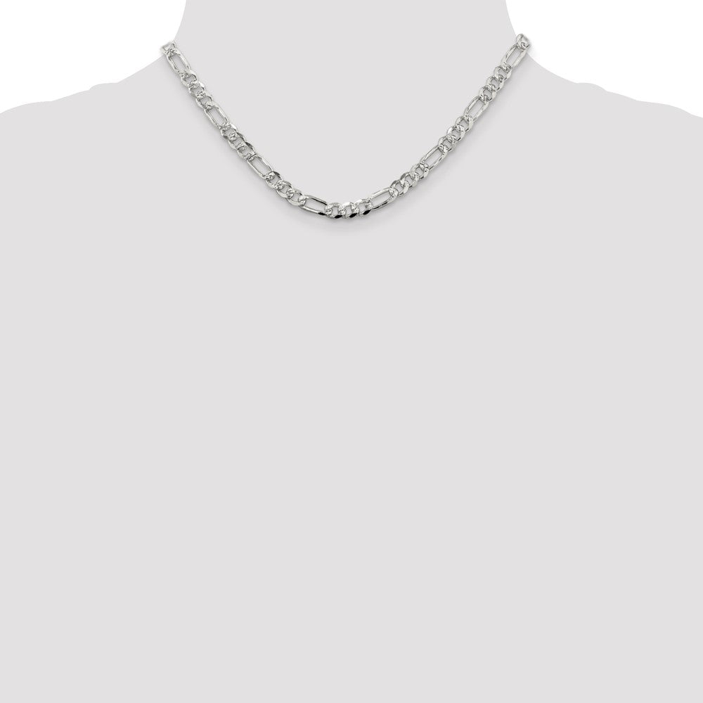 Sterling Silver 5.5mm Pavé Flat Figaro Chain