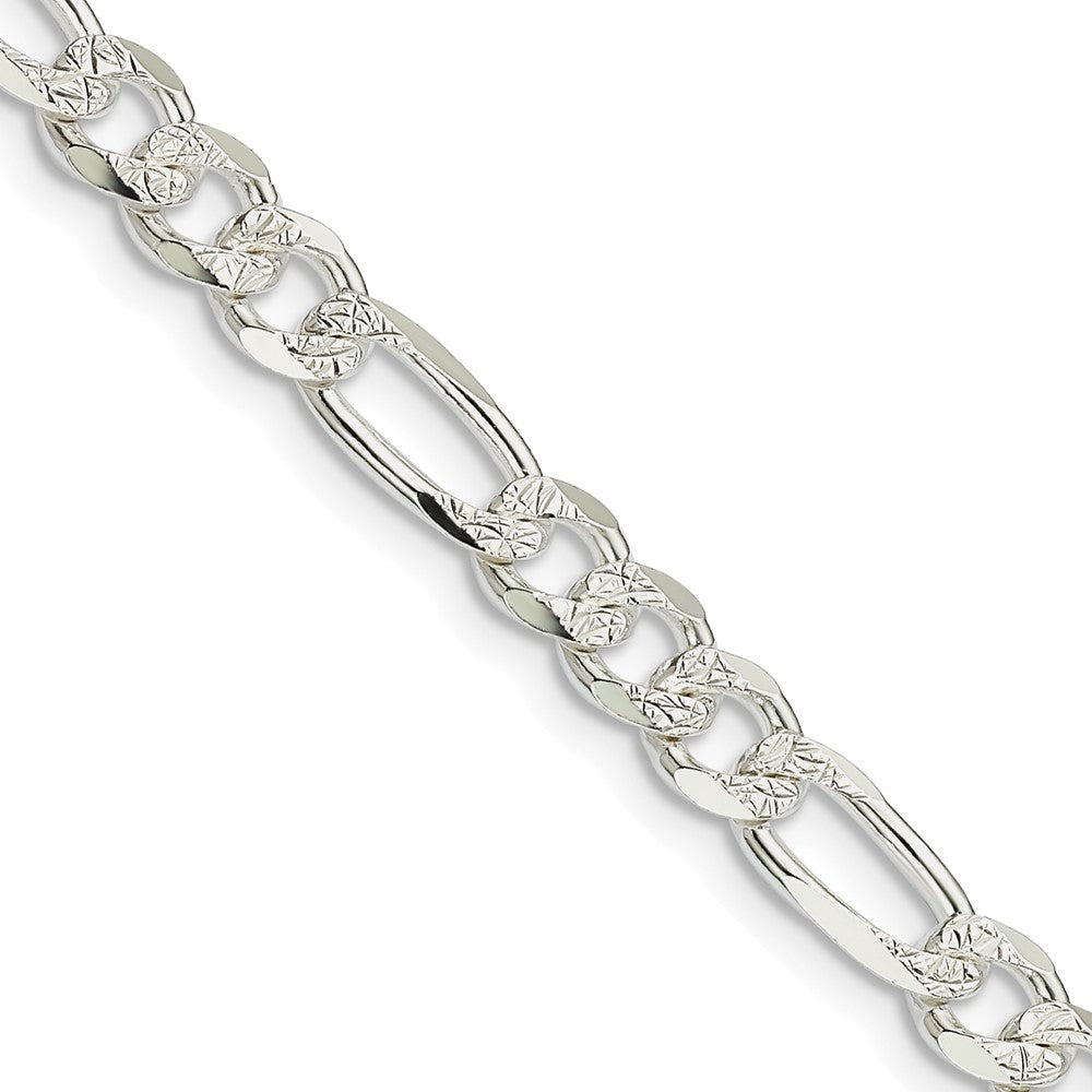 Sterling Silver 5.5mm Pavé Flat Figaro Chain