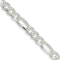 Sterling Silver 5.5mm Pavé Flat Figaro Chain