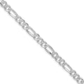 Sterling Silver Rhodium-plated 5.5mm Pavé Flat Figaro Chain
