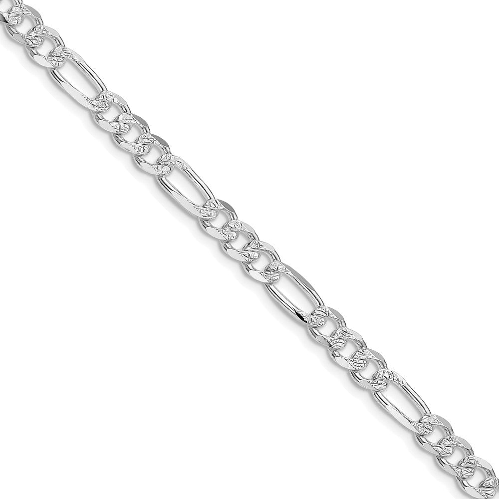 Sterling Silver Rhodium-plated 5.5mm Pavé Flat Figaro Chain