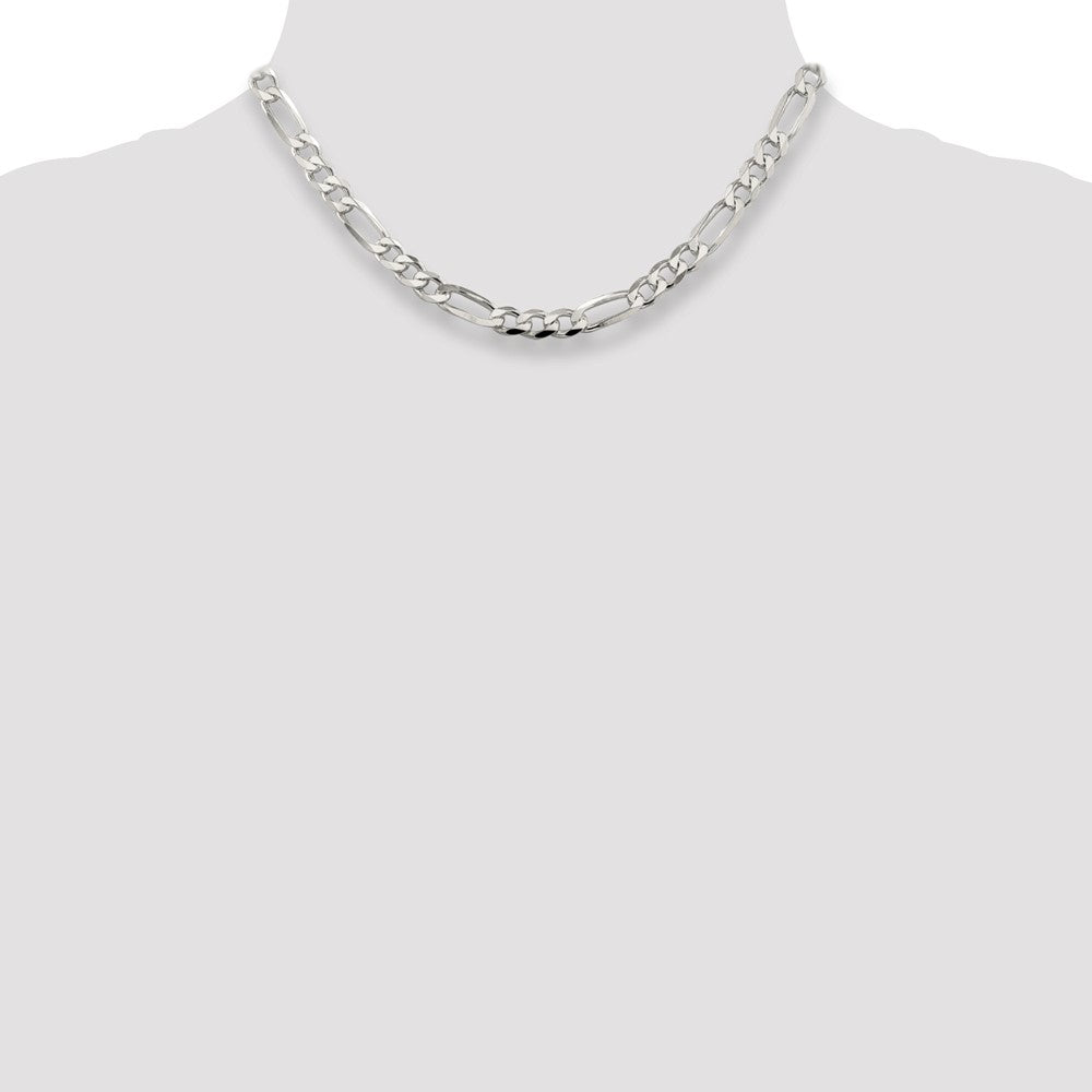 Sterling Silver 7.0mm Pavé Flat Figaro Chain