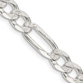 Sterling Silver 7.0mm Pavé Flat Figaro Chain