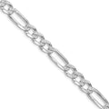 Sterling Silver Rhodium-plated 6.75mm Pavé Flat Figaro Chain