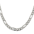 Sterling Silver Rhodium-plated 7.25mm Pavé Flat Figaro Chain
