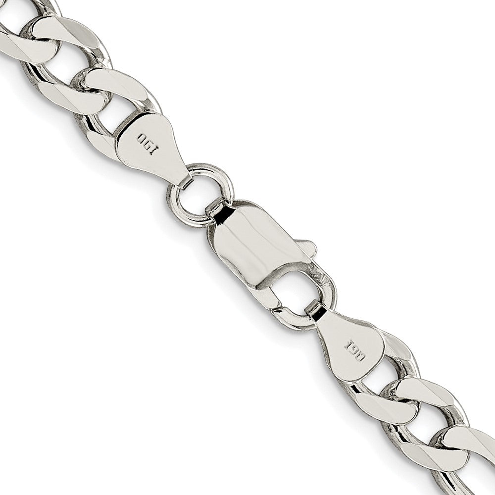 Sterling Silver Rhodium-plated 7.25mm Pavé Flat Figaro Chain