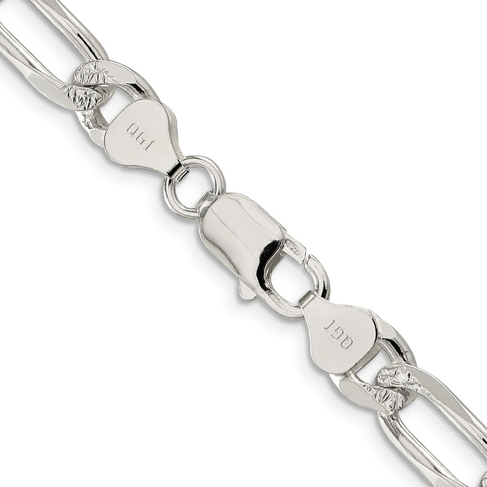Sterling Silver 8mm Pavé Flat Figaro Chain