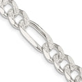 Sterling Silver 8mm Pavé Flat Figaro Chain