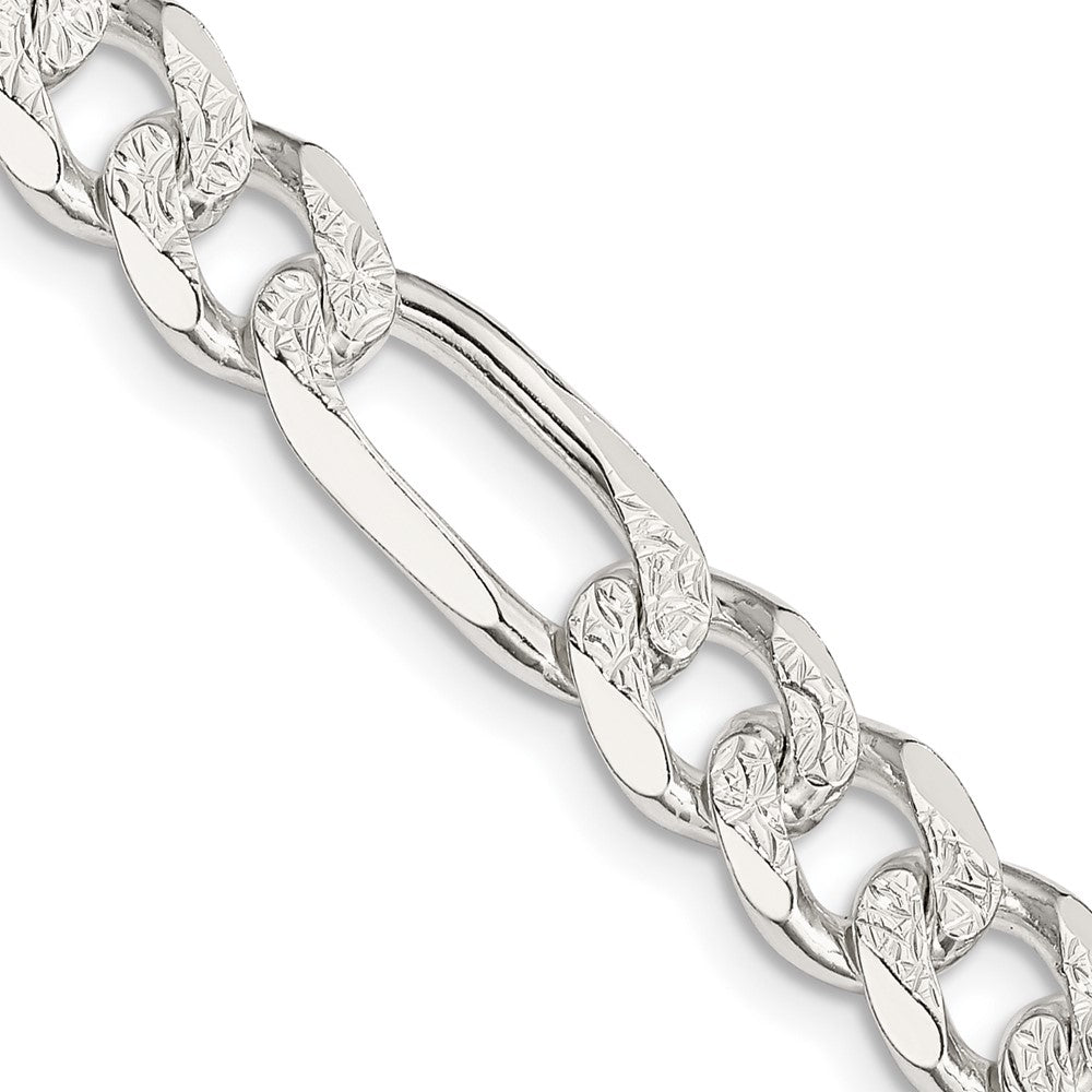 Sterling Silver 8mm Pavé Flat Figaro Chain