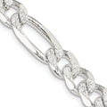 Sterling Silver 9.5mm Pavé Flat Figaro Chain