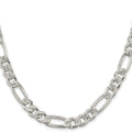 Sterling Silver Rhodium-plated 9.5mm Pavé Flat Figaro Chain