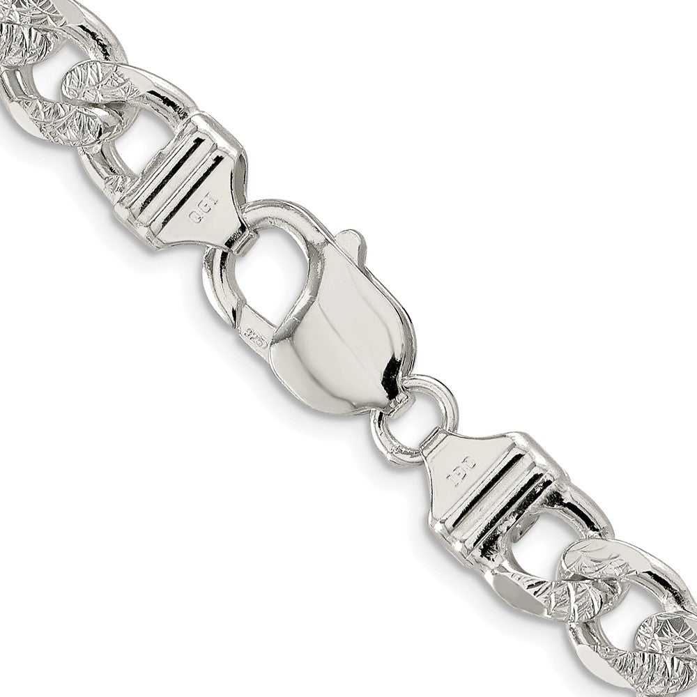 Sterling Silver Rhodium-plated 9.5mm Pavé Flat Figaro Chain