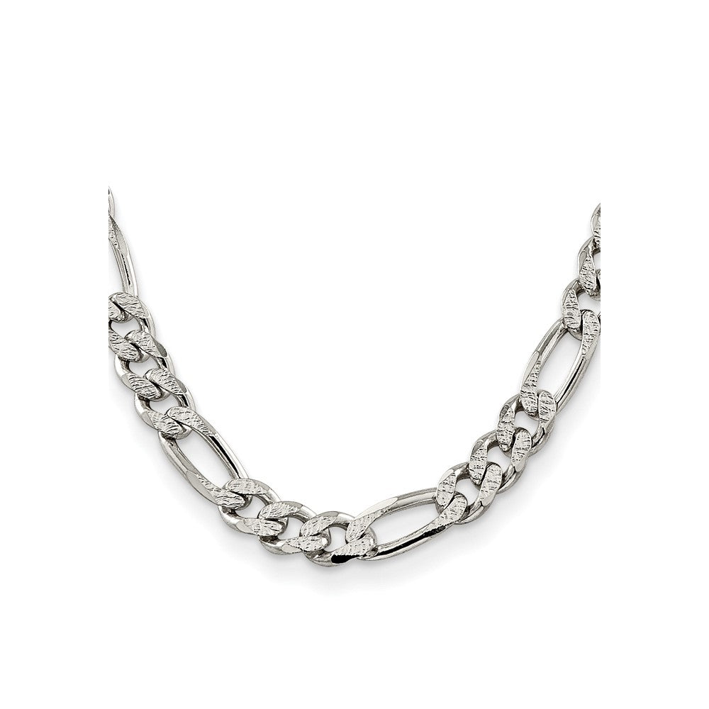 Sterling Silver 11.0mm Pavé Flat Figaro Chain