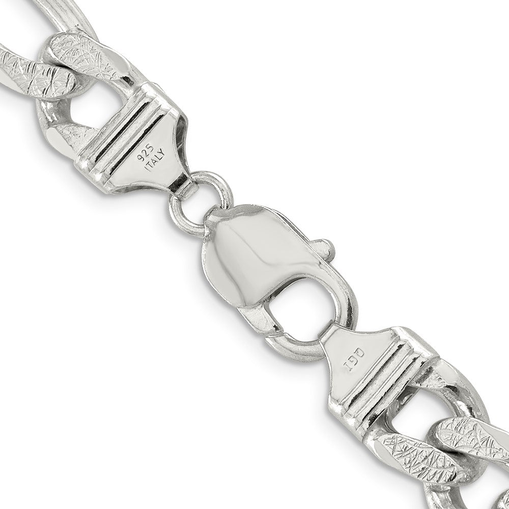 Sterling Silver 11.0mm Pavé Flat Figaro Chain