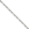 Sterling Silver D/C 2mm 3 Short Plus 1 Long Cable Link Chain