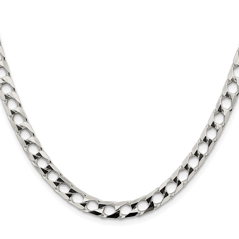 Sterling Silver Rhodium-plated 6.25mm D/C Square Curb Chain