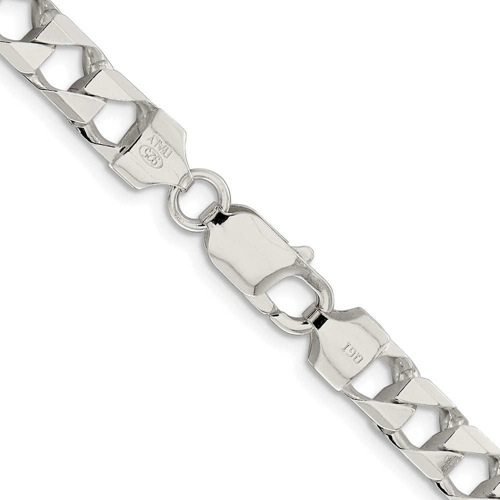Sterling Silver Rhodium-plated 7.2mm D/C Square Curb Chain