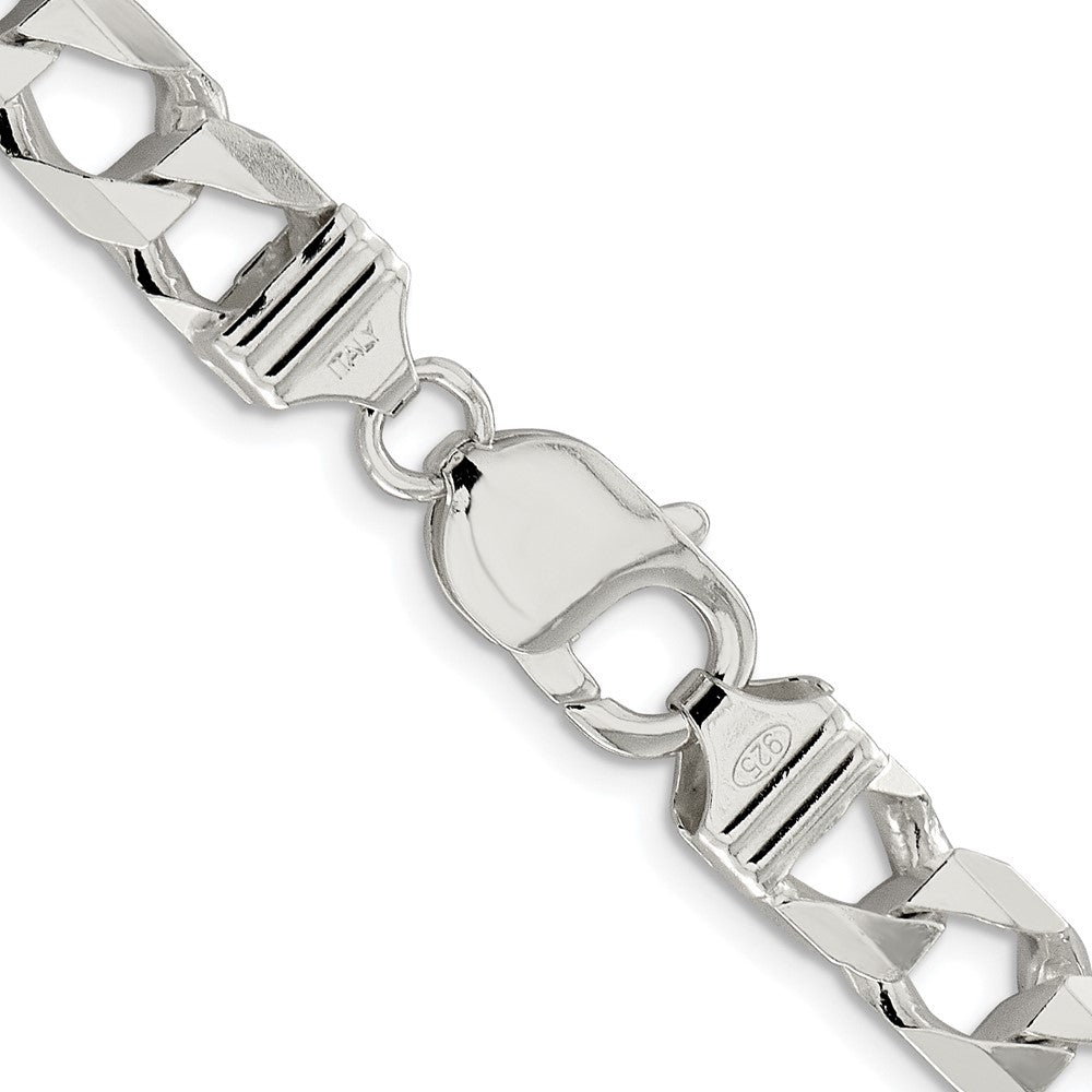 Sterling Silver Rhodium-plated 8.6mm D/C Square Curb Chain