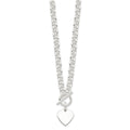 Sterling Silver Engraveable Heart Disc on Fancy Link Toggle Bracelet