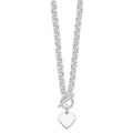 Sterling Silver RH-plated Heart Disc on Toggle Bracelet