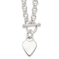 Sterling Silver Engraveable Heart Disc on Fancy Link Toggle Bracelet